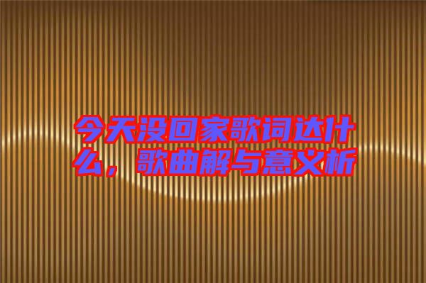 今天沒回家歌詞達(dá)什么，歌曲解與意義析