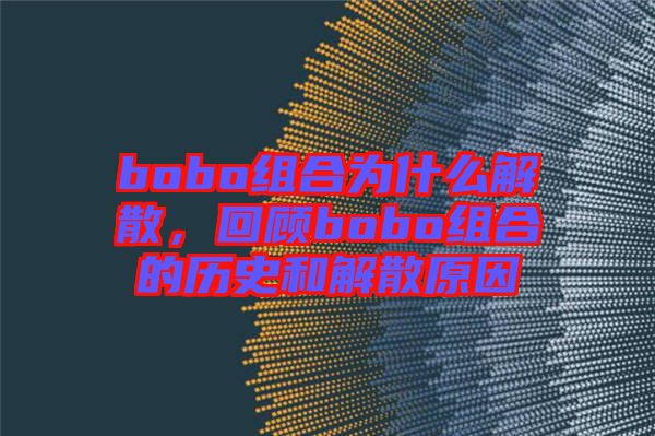 bobo組合為什么解散，回顧bobo組合的歷史和解散原因