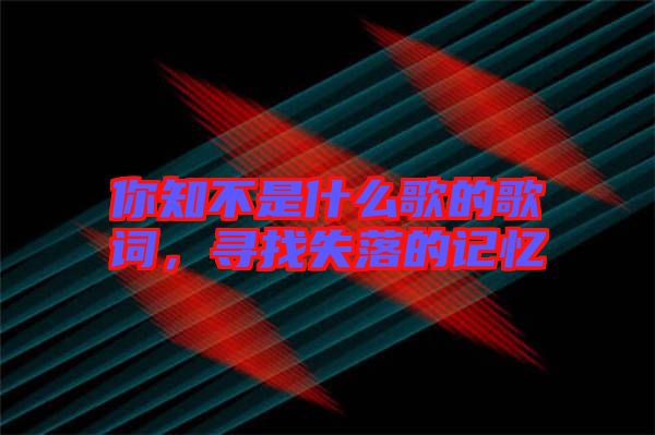 你知不是什么歌的歌詞，尋找失落的記憶