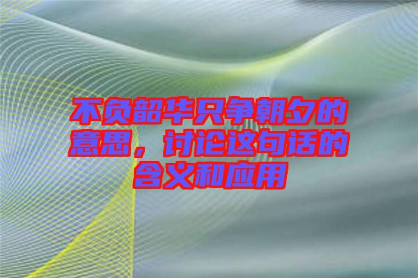 不負韶華只爭朝夕的意思，討論這句話的含義和應用