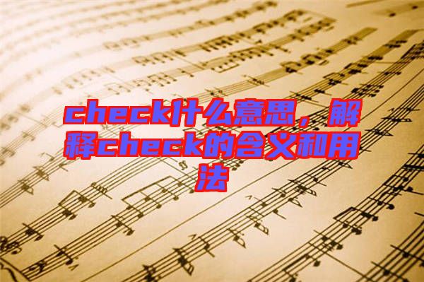 check什么意思，解釋check的含義和用法