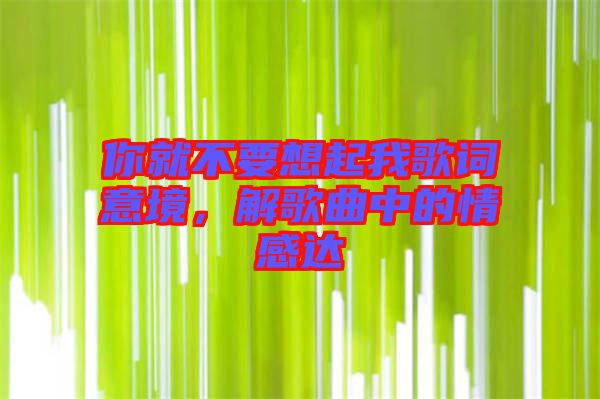 你就不要想起我歌詞意境，解歌曲中的情感達(dá)