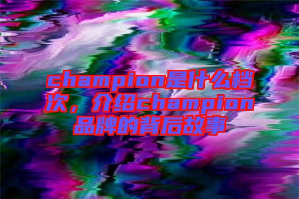 champion是什么檔次，介紹champion品牌的背后故事