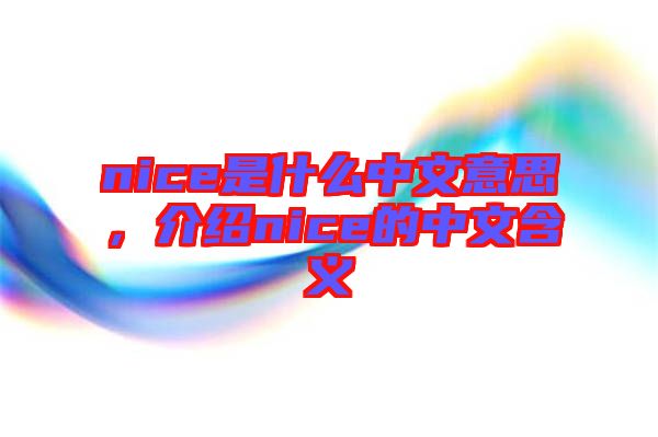 nice是什么中文意思，介紹nice的中文含義
