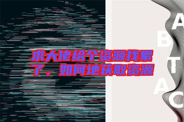 求大佬給個資源找累了，如何地獲取資源