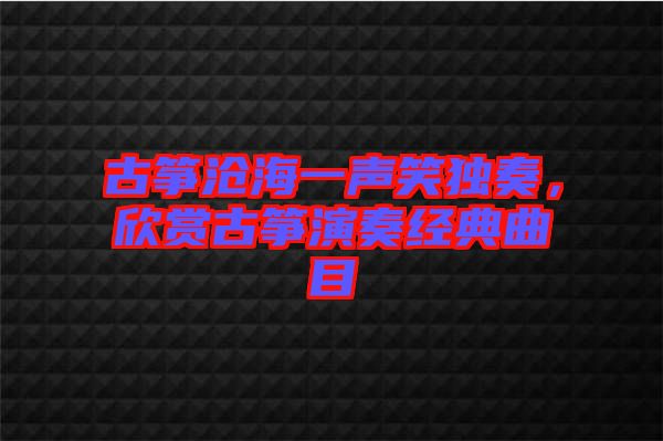 古箏滄海一聲笑獨奏，欣賞古箏演奏經(jīng)典曲目