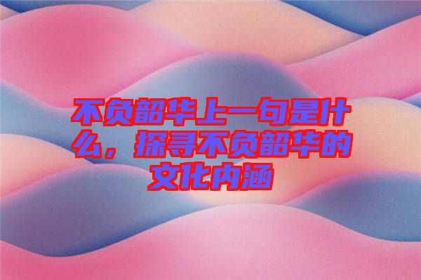 不負(fù)韶華上一句是什么，探尋不負(fù)韶華的文化內(nèi)涵