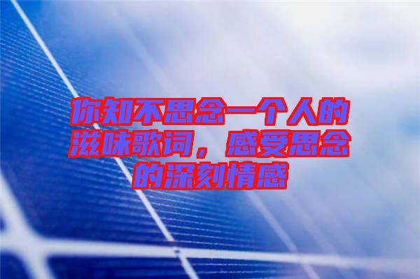 你知不思念一個人的滋味歌詞，感受思念的深刻情感
