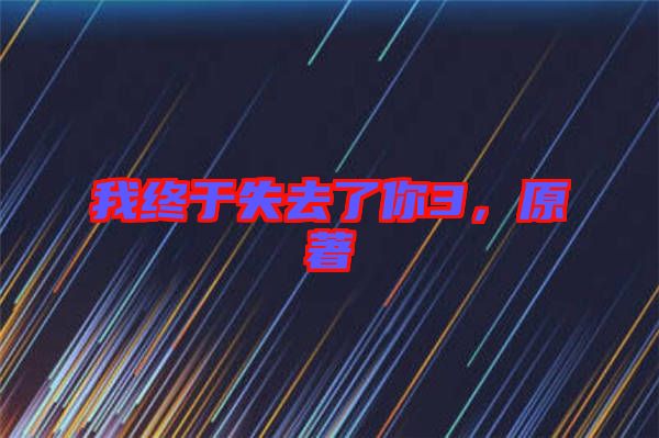我終于失去了你3，原著
