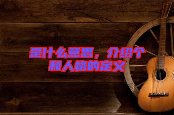 是什么意思，介紹個和人格的定義