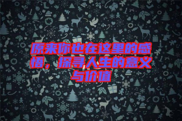 原來你也在這里的感悟，探尋人生的意義與價值