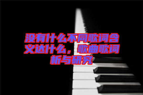 沒有什么不同歌詞含義達(dá)什么，歌曲歌詞析與研究