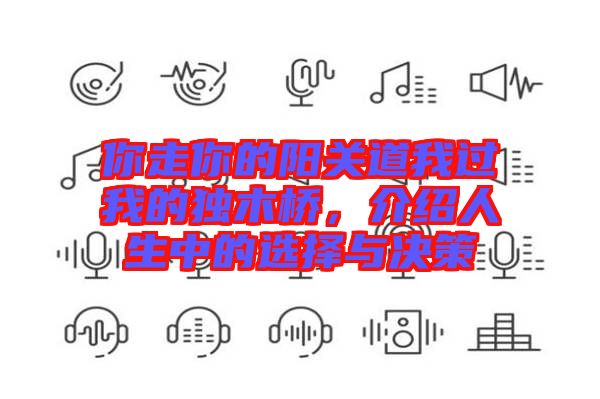 你走你的陽關道我過我的獨木橋，介紹人生中的選擇與決策