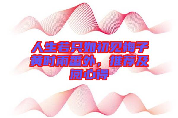 人生若只如初見梅子黃時(shí)雨番外，推薦及閱心得