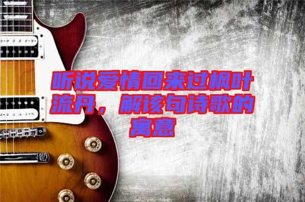 聽說愛情回來過楓葉流丹，解該句詩歌的寓意