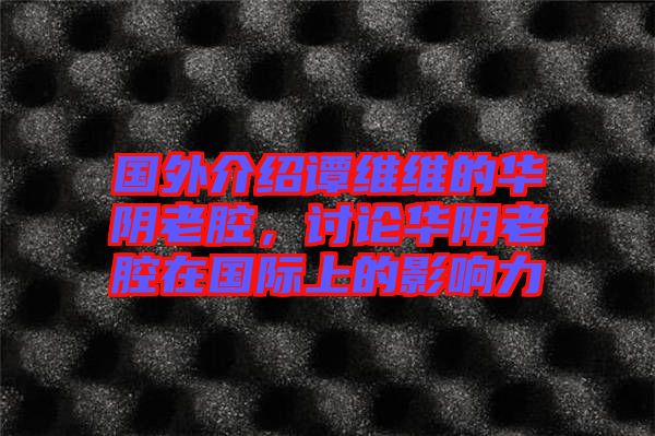 國(guó)外介紹譚維維的華陰老腔，討論華陰老腔在國(guó)際上的影響力