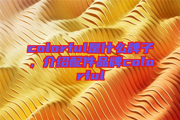 colorful是什么牌子，介紹配件品牌colorful