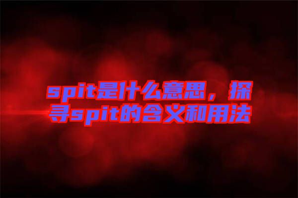spit是什么意思，探尋spit的含義和用法