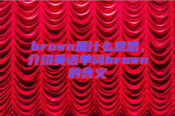 brown是什么意思，介紹英語(yǔ)單詞brown的含義