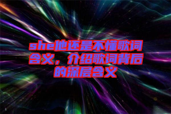 she他還是不懂歌詞含義，介紹歌詞背后的深層含義