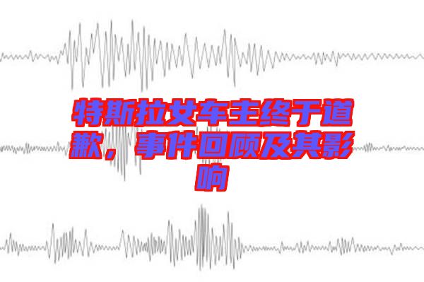 特斯拉女車主終于道歉，事件回顧及其影響