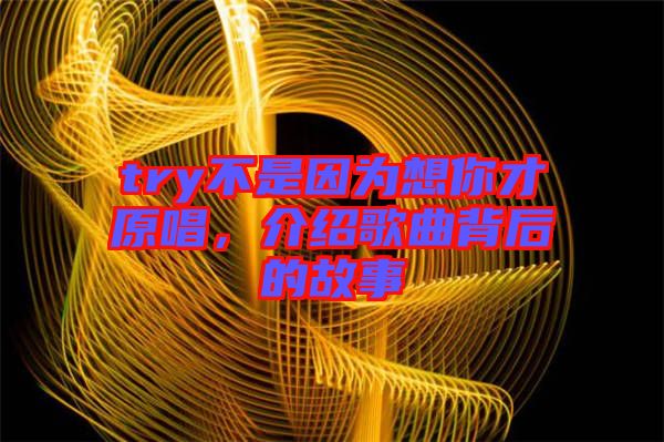 try不是因?yàn)橄肽悴旁?，介紹歌曲背后的故事