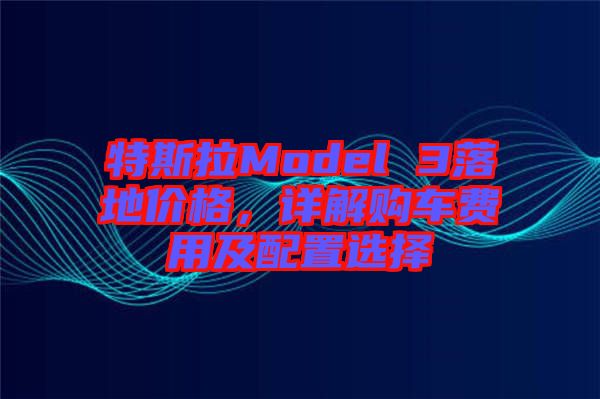 特斯拉Model 3落地價(jià)格，詳解購(gòu)車費(fèi)用及配置選擇
