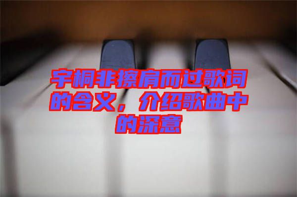 宇桐非擦肩而過歌詞的含義，介紹歌曲中的深意