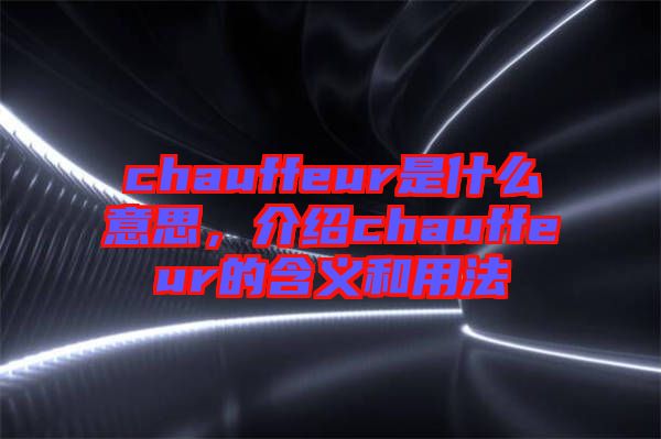 chauffeur是什么意思，介紹chauffeur的含義和用法
