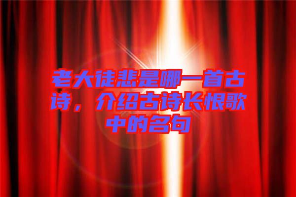老大徒悲是哪一首古詩，介紹古詩長恨歌中的名句