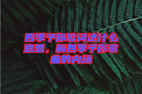 四季予你歌詞達(dá)什么意思，解四季予你歌曲的內(nèi)涵
