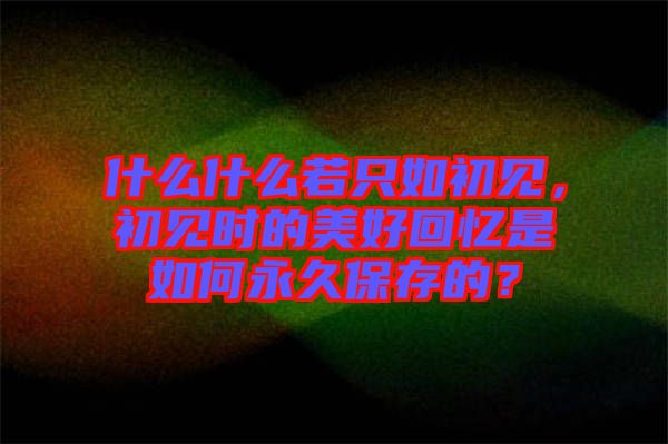 什么什么若只如初見，初見時的美好回憶是如何永久保存的？