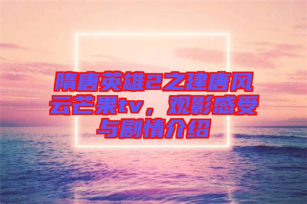 隋唐英雄2之建唐風(fēng)云芒果tv，觀影感受與劇情介紹