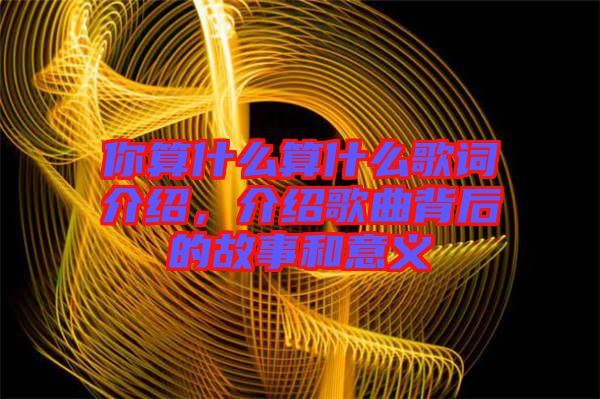 你算什么算什么歌詞介紹，介紹歌曲背后的故事和意義