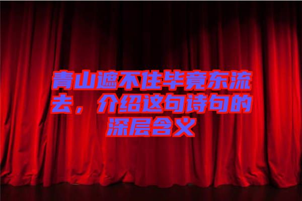 青山遮不住畢竟東流去，介紹這句詩句的深層含義