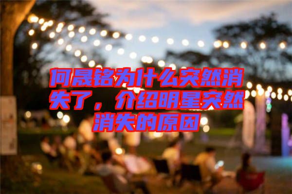 何晟銘為什么突然消失了，介紹明星突然消失的原因