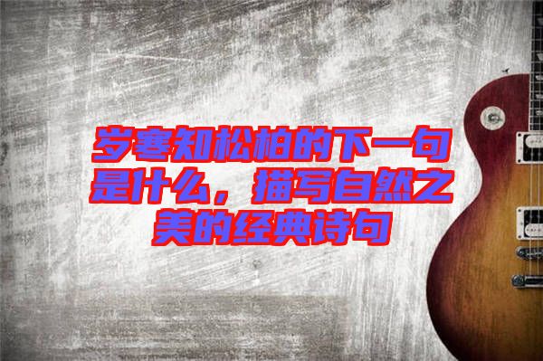 歲寒知松柏的下一句是什么，描寫自然之美的經(jīng)典詩(shī)句