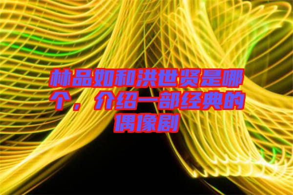 林品如和洪世賢是哪個(gè)，介紹一部經(jīng)典的偶像劇