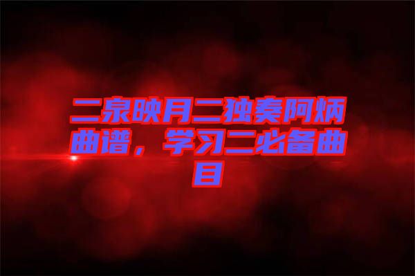 二泉映月二獨奏阿炳曲譜，學(xué)習(xí)二必備曲目