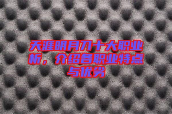 天涯明月刀十大職業(yè)析，介紹各職業(yè)特點與優(yōu)劣