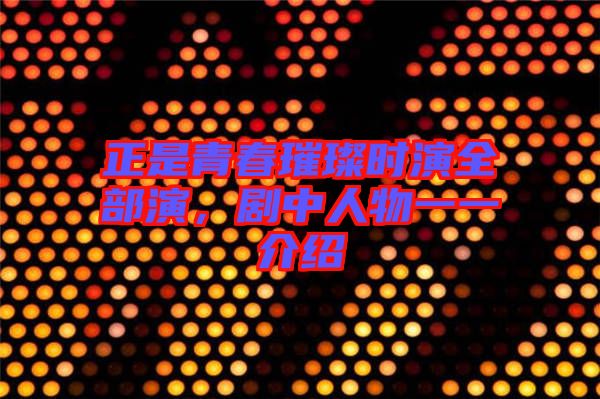 正是青春璀璨時(shí)演全部演，劇中人物一一介紹