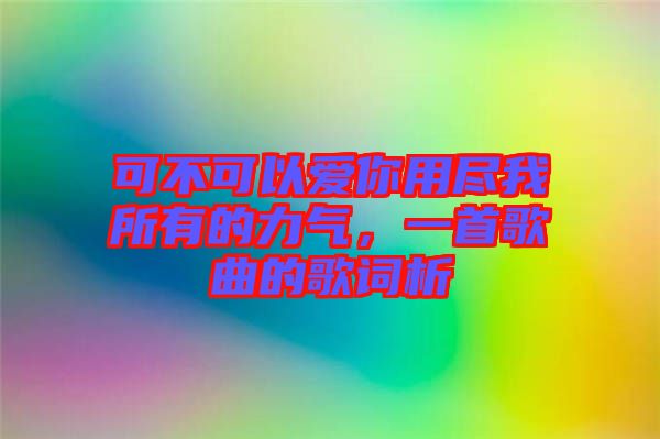 可不可以愛你用盡我所有的力氣，一首歌曲的歌詞析