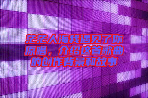 茫茫人海我遇見(jiàn)了你原唱，介紹這首歌曲的創(chuàng)作背景和故事