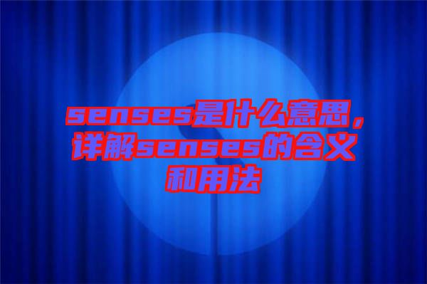 senses是什么意思，詳解senses的含義和用法