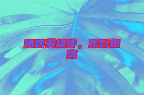 隋唐英雄傳，觀影指南