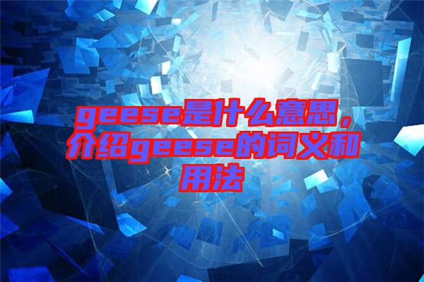 geese是什么意思，介紹geese的詞義和用法