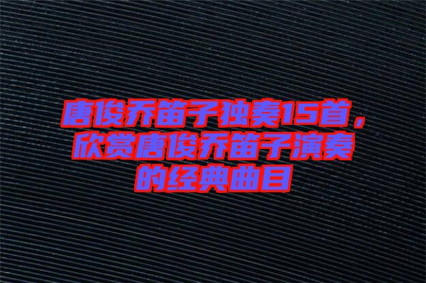 唐俊喬笛子獨奏15首，欣賞唐俊喬笛子演奏的經(jīng)典曲目