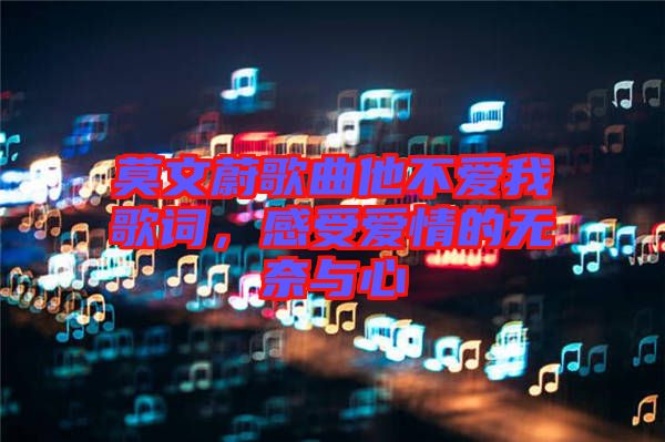 莫文蔚歌曲他不愛我歌詞，感受愛情的無奈與心