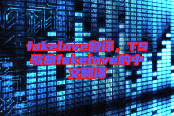 fakelove翻譯，TS歌曲fakelove的中文翻譯