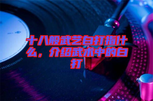 十八般武藝白打指什么，介紹武術(shù)中的白打